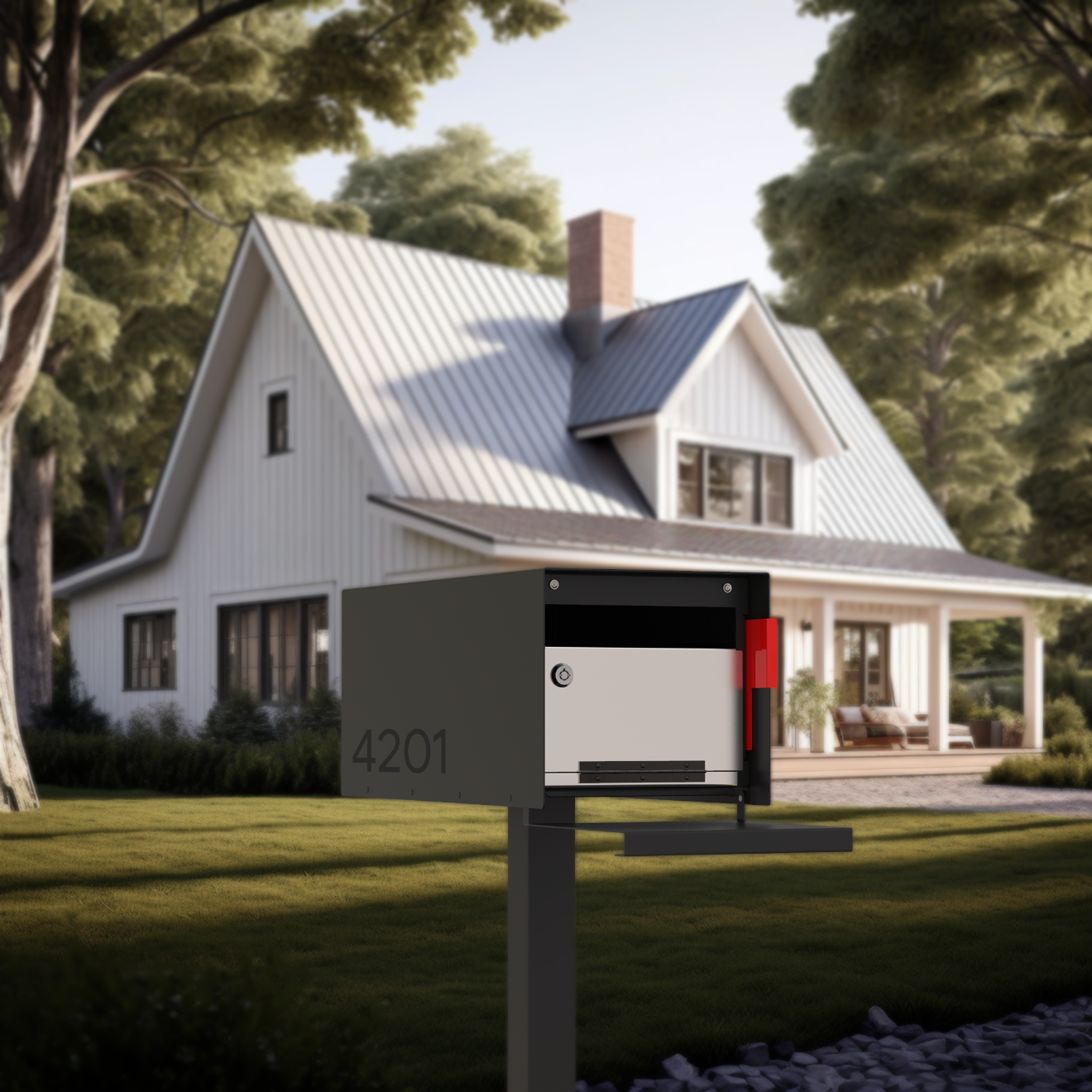 Thompson Flat Top Modern Style Mailbox